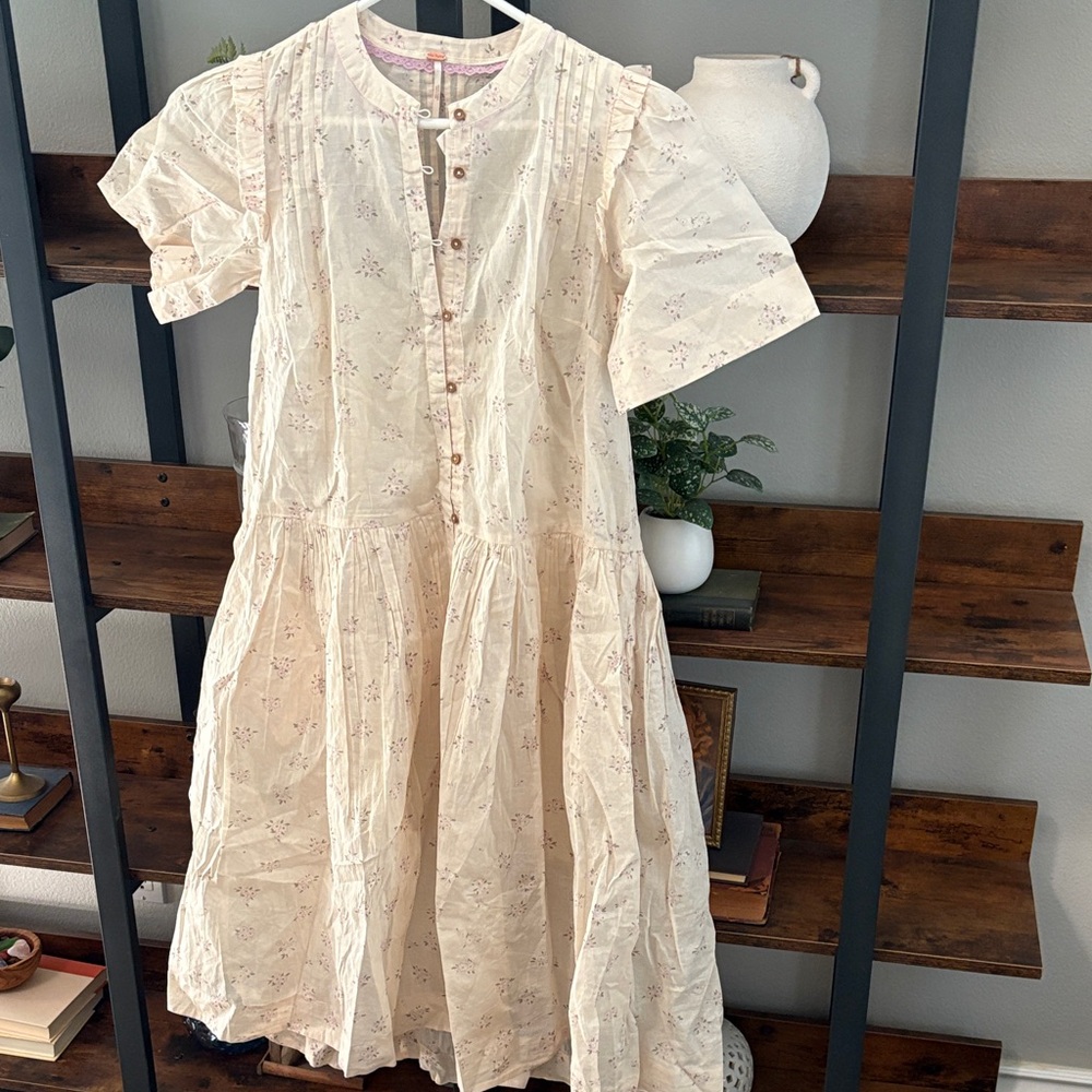 Free People Cream Floral Midi Dress
